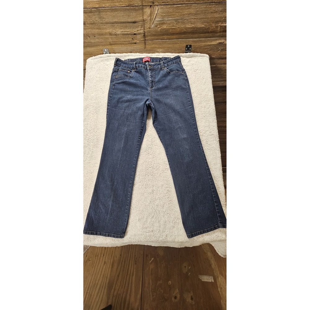 Westport Size‎ 14 Woman Straight Jeans Medium Wash Blue Denim Stretch 5-Pocket .